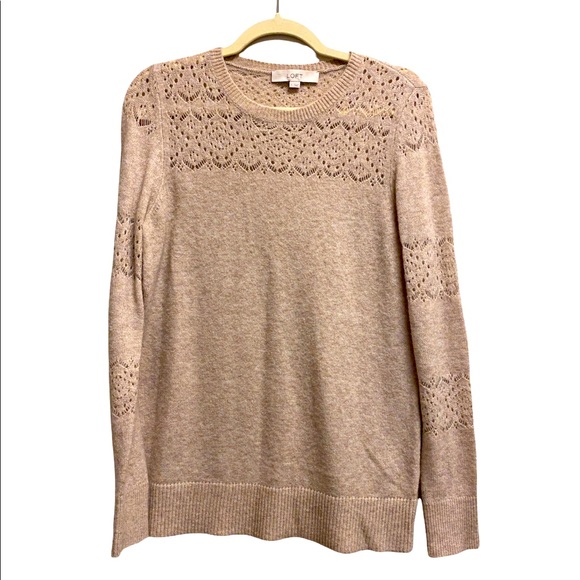Loft Brown Beige Knit Pullover Sweater - Picture 1 of 4
